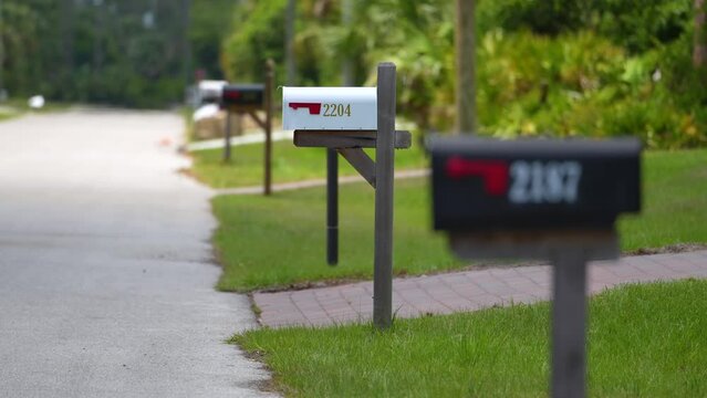 American mailbox at Florida home front yard on suburban street side