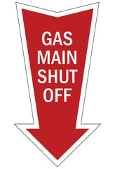 Gas shut off sign and labels gas main shut off