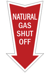 Gas shut off sign and labels natural gas shut off