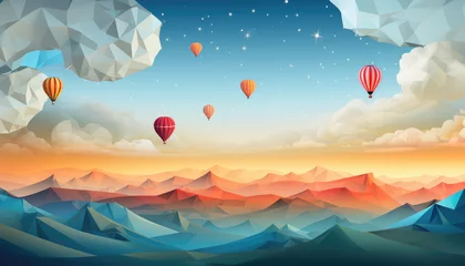 Schilderijen op glas Hot air balloon landscape © DecoRali