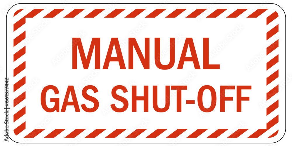 Wall mural gas shut off sign and labels manual gas shut off