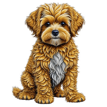 A meticulously crafted image of a cute dog, white background, created with Generative AI technology