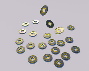 3D design of scattered coins