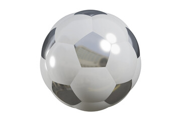 Soccer ball. Realistic football ball. Football silver trophy or award. Classic colors. 3d rendering