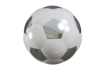 Naklejka premium Soccer ball. Realistic football ball. Football silver trophy or award. Classic colors. 3d rendering
