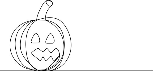pumpkin with eyes, line drawing sketch, isolated vector