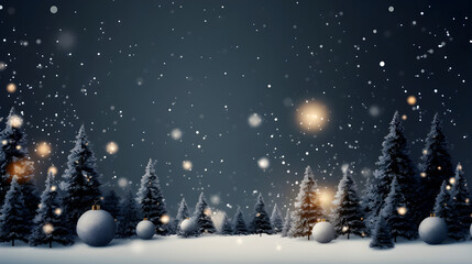 Fototapeta na wymiar Christmas tree and Christmas ball with snow background