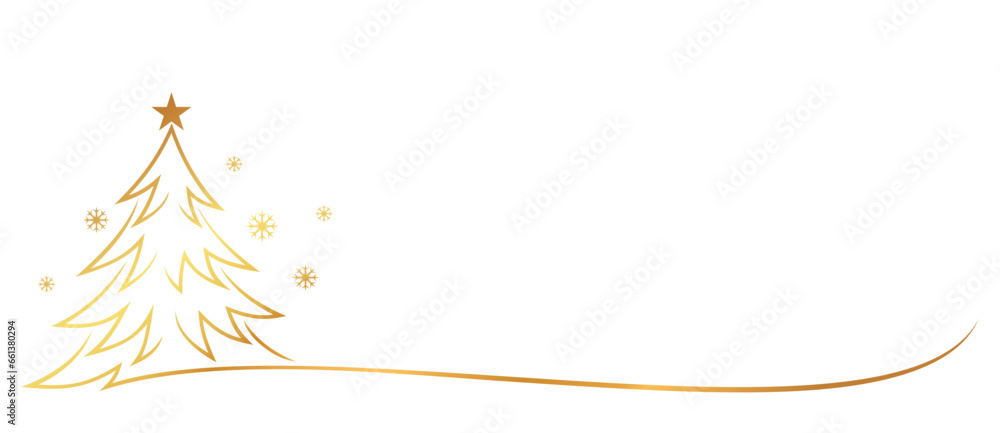 Wall mural christmas tree with snowflake line art style. element vector eps 10
