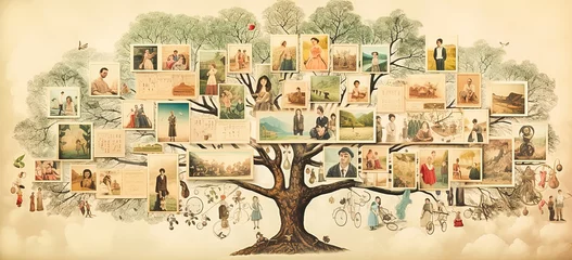 Fotobehang Family tree illustration, template for a mug. © ЮРИЙ ПОЗДНИКОВ