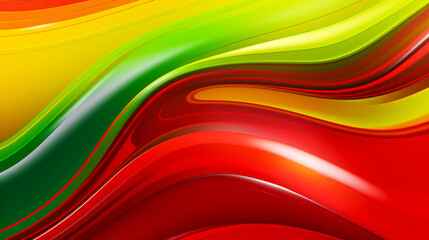 Abstract background of liquid wave, gradient of red, green, yellow.