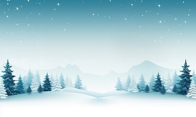 Fototapeta na wymiar Winter Night Scenery With Snow-covered Trees. Blue tones. Christmas background. Generative AI