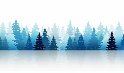 Fototapeta na wymiar Winter Night Scenery With Snow-covered Trees. Blue tones. Christmas background. Generative AI