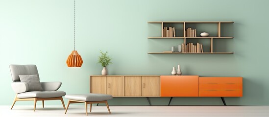 Modern and stylish furniture in a flat With copyspace for text