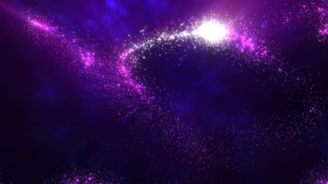 Abstract festive bright background from purple fireworks lines of salutes and fiery sparks