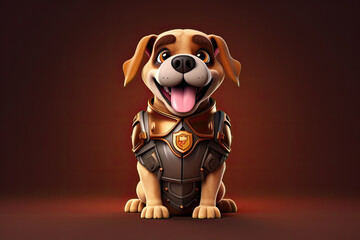 Petfluencers - A Royal Decree: The Dog Knight Protecting the Castle on Orange Brown Background