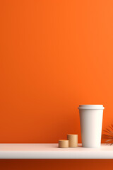 A Cup in Orange Background for poster menu promotion. Coffee. Drink.