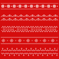 Merry Christmas snowflake line border seamless pixel art style