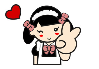ピースサインのメイド