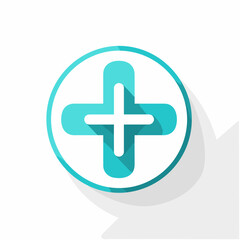 Obraz premium Nursing home teal filled gradient logo. Hospice care. Patient safety. Plus sign. Cross symbol. Design element. Created with artificial intelligence. Ai art for corporate branding, emergency clinic