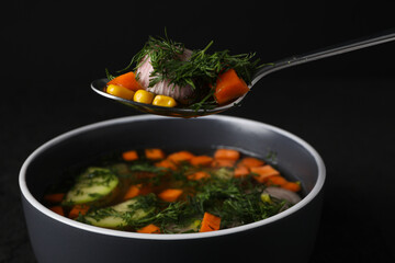 Vegetable soup, healthy nutrition and healthy lifestyle, homemade