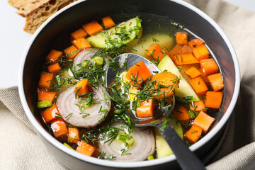 Vegetable soup, healthy nutrition and healthy lifestyle, homemade