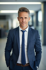 Fototapeta premium Businessman in suit in office.