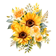 bouquet of yellow sunflowers flower, sunflower, yellow, nature, summer, flowers, plant, isolated, blossom, sunflowers, 