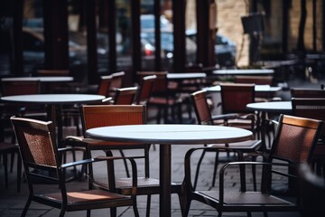 open terrace of the restaurant, empty space, nobody