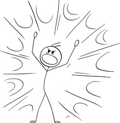 Person Showing Anger or frustration, Vector Cartoon Stick Figure Illustration