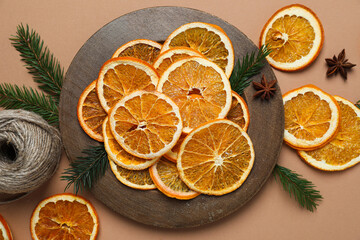 Dried orange, concept of delicious dried fruit