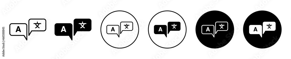 Poster language translation icon. online language translator tool symbol set. different letter alphabets tr