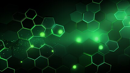Green hexagonal pattern on abstract background. Vector illustration of molecular structure and communication concept for science and technology.