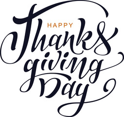 Happy Thanksgiving Day ornate text lettering for greeting card