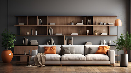 living room with minimalistic furniture and cleant lined furniture