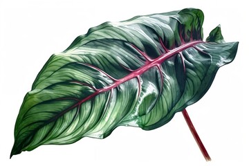 watercolor Calathea Leaf on white Isolated background, generative ai
