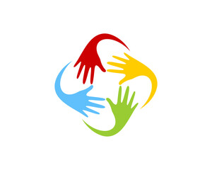 Circular hands with different color vector logo