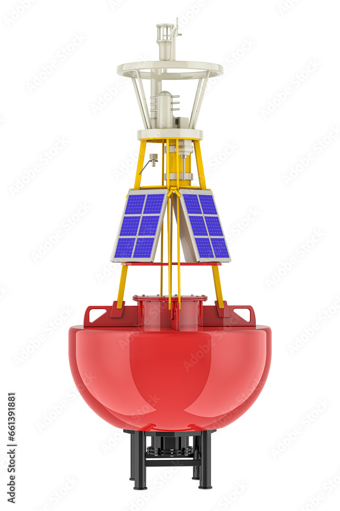 Poster weather buoy, navigation or meteorological buoy. 3d rendering isolated on transparent background