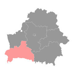 Brest region map, administrative division of Belarus.