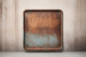 Old blank rusty metal sign isolated on transparent or white background, detailed texture. Generative AI.