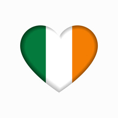 Irish flag heart-shaped sign. Vector illustration.