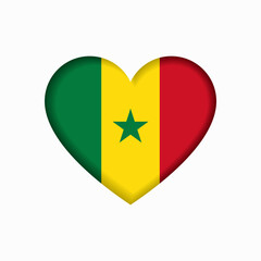 Senegalese flag heart-shaped sign. Vector illustration.