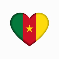 Cameroon flag heart-shaped sign. Vector illustration.