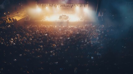 Crowd of people watching concert, AI generated Image - obrazy, fototapety, plakaty