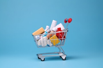 Pill basket, online ordering of medicines - obrazy, fototapety, plakaty