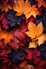 Naklejka na ściany i meble Vibrant Autumn Leaf Tapestry: Nature's Colorful Transition Captured in Detail. Generative AI