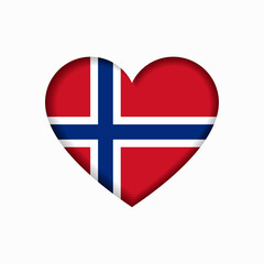 Obraz premium Norwegian flag heart-shaped sign. Vector illustration.