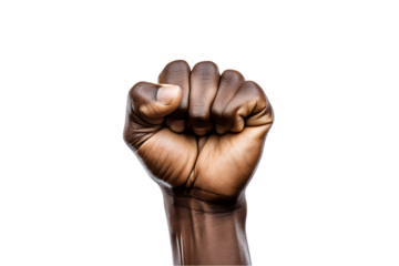 Black Male Fist Gesture Close-Up Isolated on Transparent or White Background, PNG