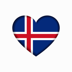 Icelandic flag heart-shaped sign. Vector illustration.