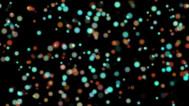 Floating Particles on black Background. Glittering Particles With Bokeh
