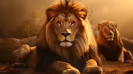 Fototapeta premium Photo of a majestic lion